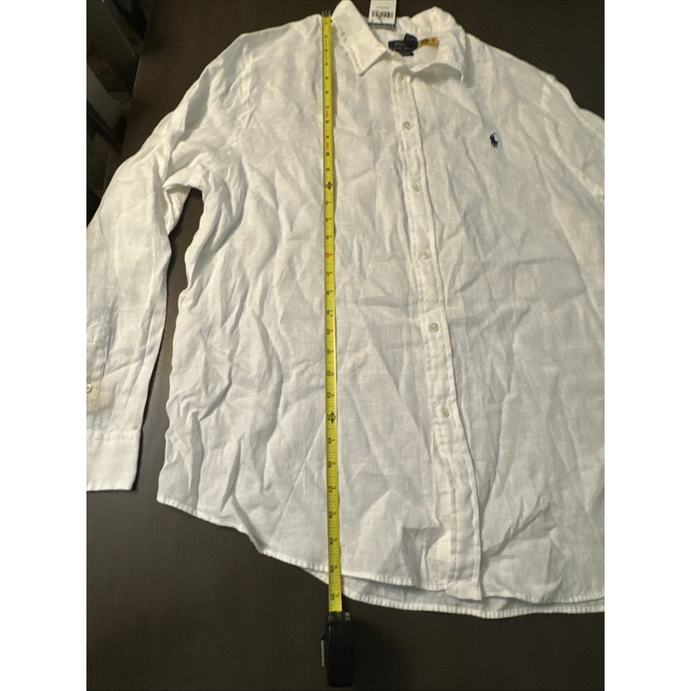 Polo Ralph Lauren White LINEN Long Sleeve Relax Fit Button Down Shirt - Picture 6 of 7